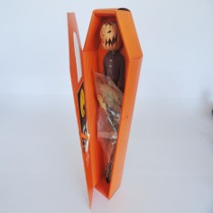 Jack Skellington figure as Pumpkin King  in orange Coffin
